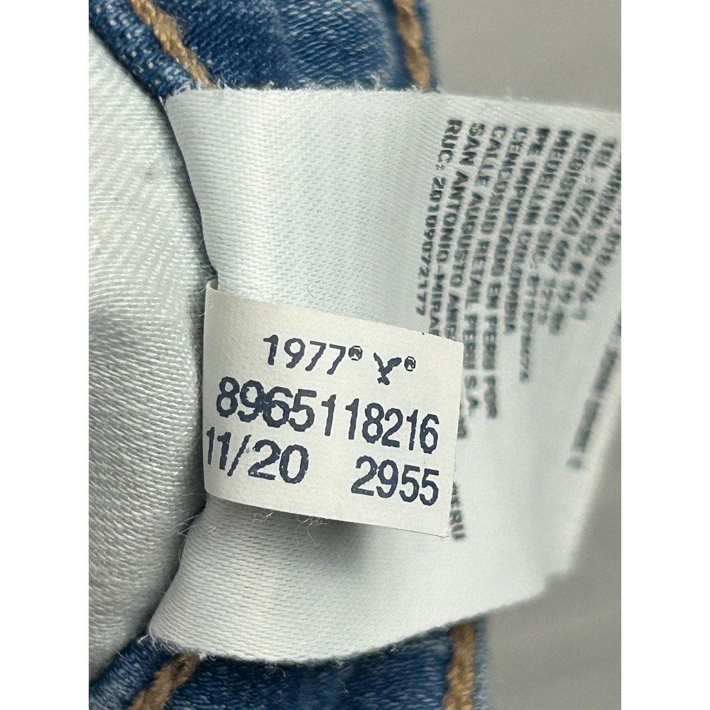 American Eagle High Waisted Distressed Skinny Jeans Medium Wash Blue Denim - Picture 11 of 12